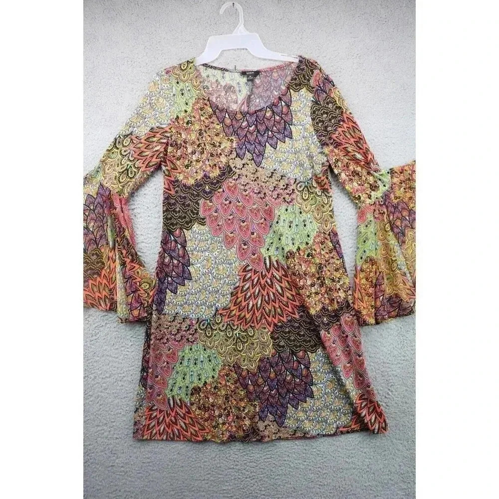 MSK Belled Sleeve Paisley Dress-Medium-Silky-Flowy